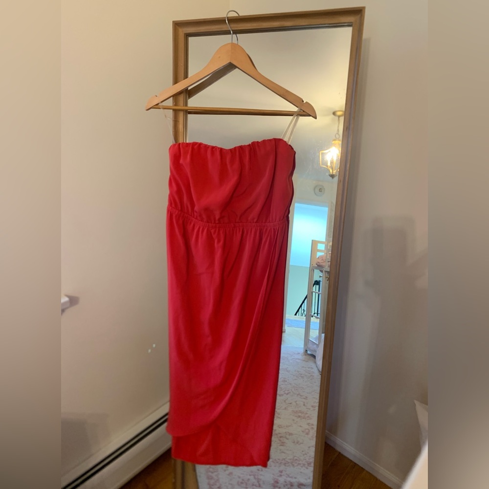 Lush Coral Red Strapless Dress Size M